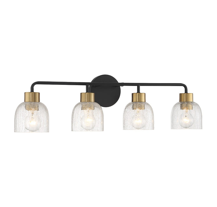 Lighting One E V6-L8-5900-4-143 Four Light Bathroom Vanity, Matte Black w/ Warm Brass