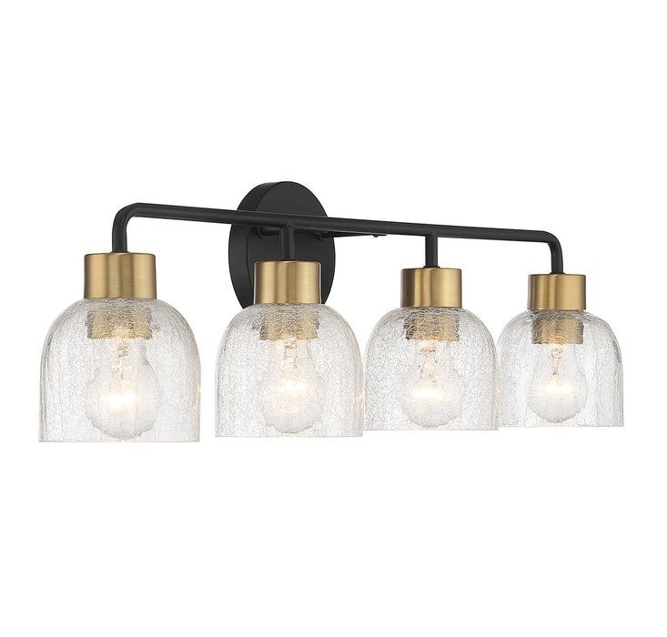 Lighting One E V6-L8-5900-4-143 Four Light Bathroom Vanity, Matte Black w/ Warm Brass