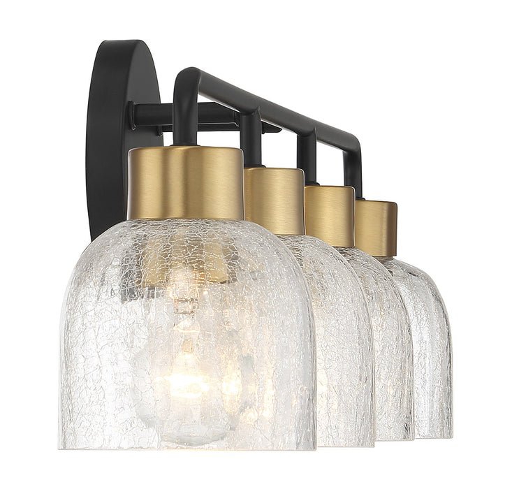 Lighting One E V6-L8-5900-4-143 Four Light Bathroom Vanity, Matte Black w/ Warm Brass