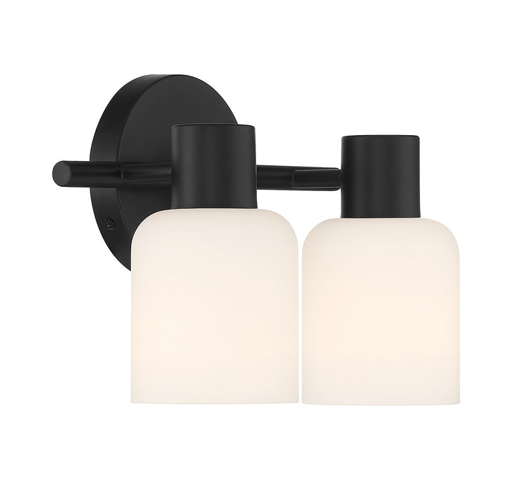 Lighting One E V6-L8-9022-2-BK Two Light Bathroom Vanity, Matte Black