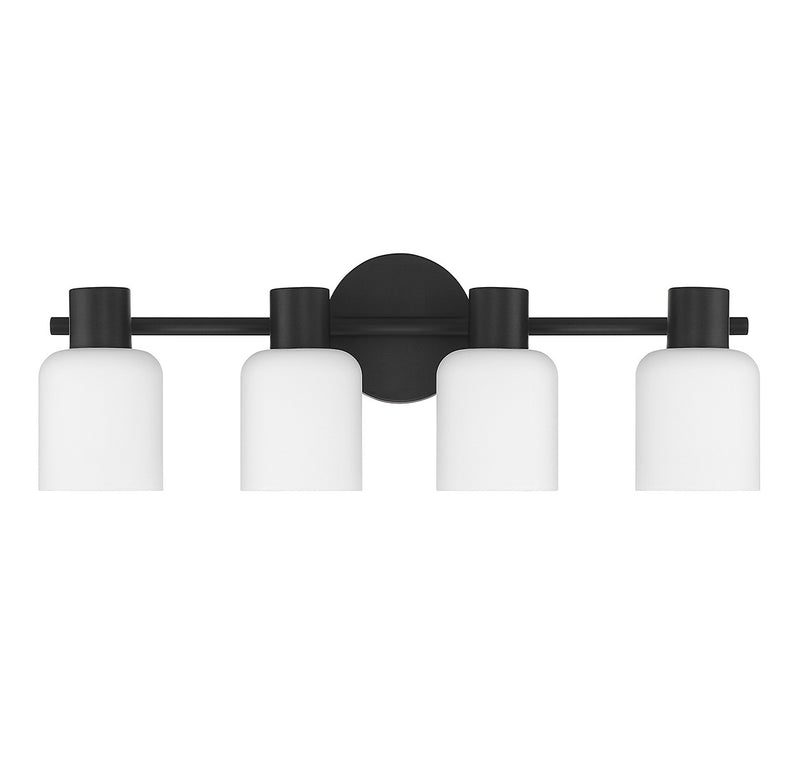 Lighting One E V6-L8-9022-4-BK Four Light Bathroom Vanity, Matte Black