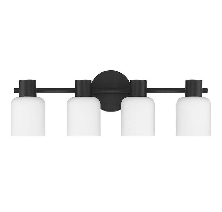 Lighting One E V6-L8-9022-4-BK Four Light Bathroom Vanity, Matte Black