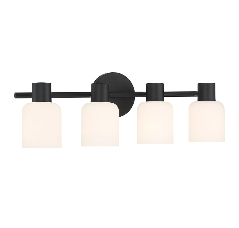 Lighting One E V6-L8-9022-4-BK Four Light Bathroom Vanity, Matte Black
