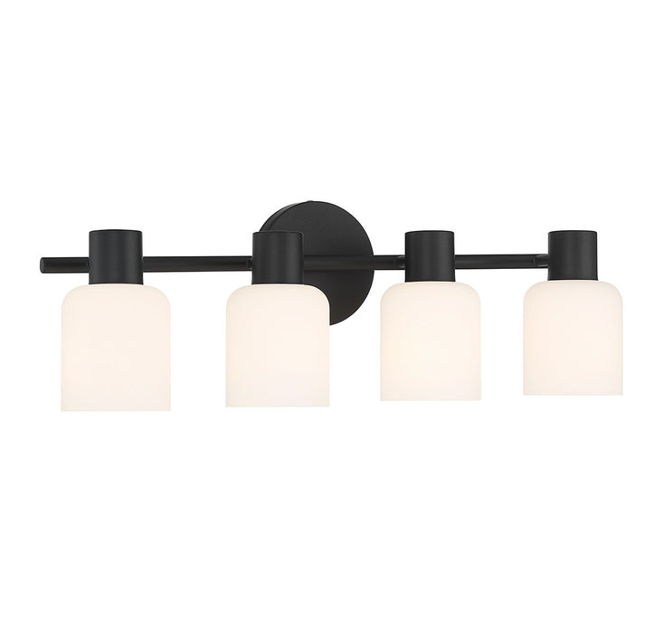 Lighting One E V6-L8-9022-4-BK Four Light Bathroom Vanity, Matte Black