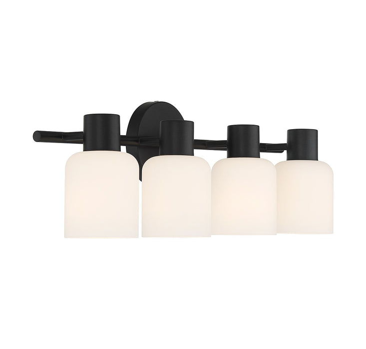 Lighting One E V6-L8-9022-4-BK Four Light Bathroom Vanity, Matte Black