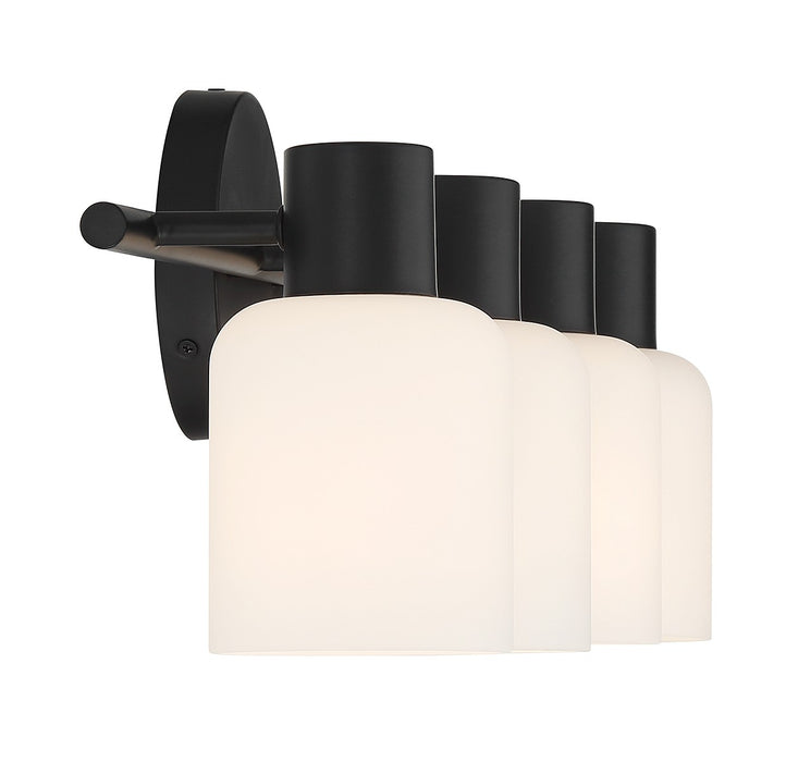 Lighting One E V6-L8-9022-4-BK Four Light Bathroom Vanity, Matte Black