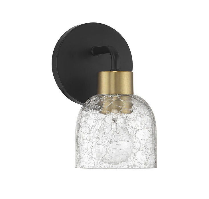 Lighting One E V6-L9-5900-1-143 One Light Wall Sconce, Matte Black w/ Warm Brass