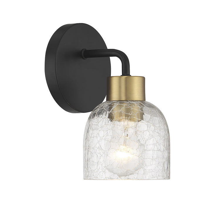 Lighting One E V6-L9-5900-1-143 One Light Wall Sconce, Matte Black w/ Warm Brass