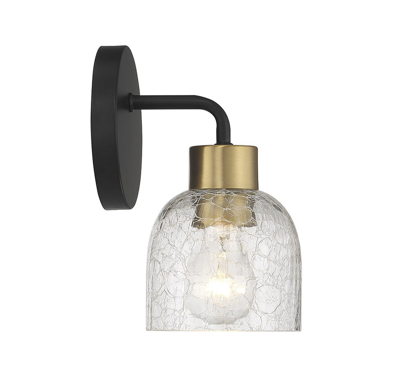 Lighting One E V6-L9-5900-1-143 One Light Wall Sconce, Matte Black w/ Warm Brass