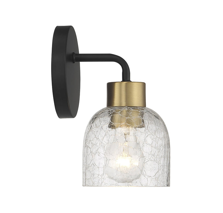 Lighting One E V6-L9-5900-1-143 One Light Wall Sconce, Matte Black w/ Warm Brass