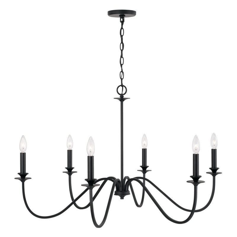 Capital Lighting AA1029MB Six Light Chandelier, Matte Black