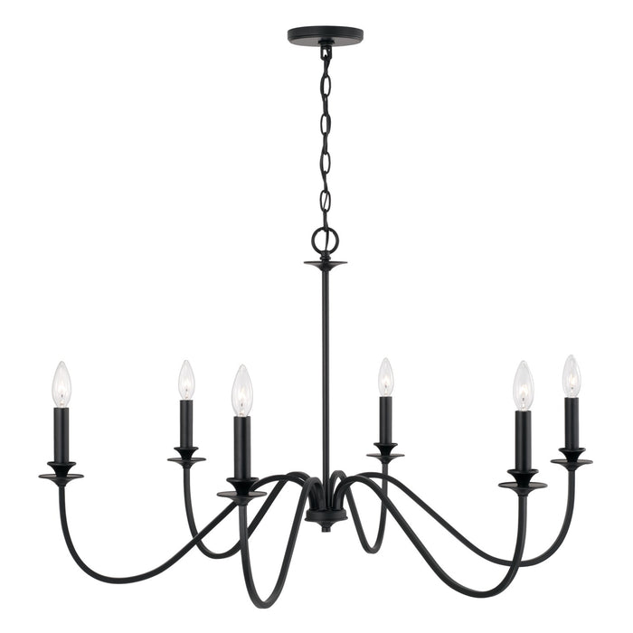 Capital Lighting AA1029MB Six Light Chandelier, Matte Black