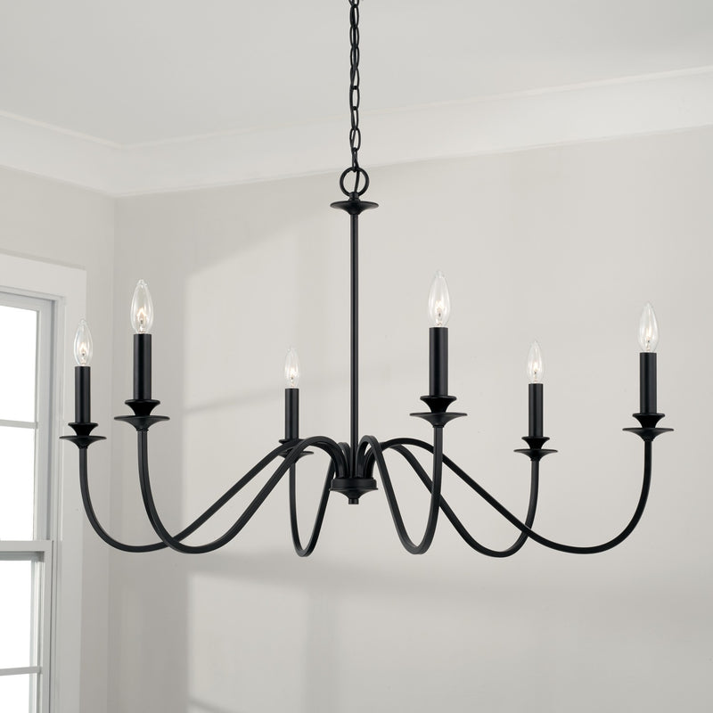 Capital Lighting AA1029MB Six Light Chandelier, Matte Black