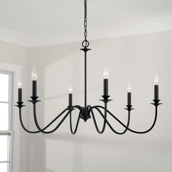 Capital Lighting AA1029MB Six Light Chandelier, Matte Black