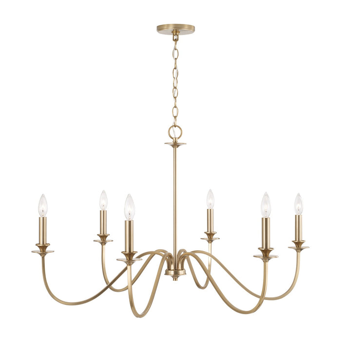 Capital Lighting AA1029MA Six Light Chandelier, Matte Brass