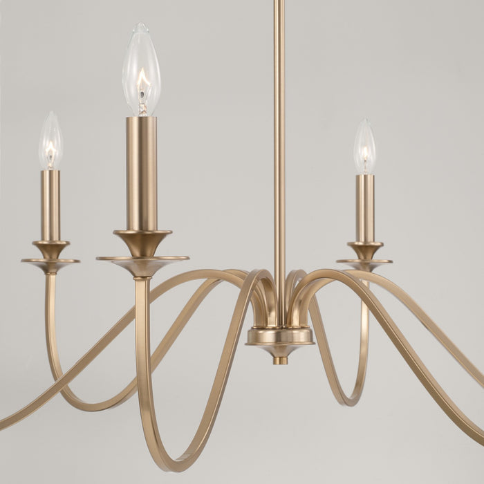 Capital Lighting AA1029MA Six Light Chandelier, Matte Brass