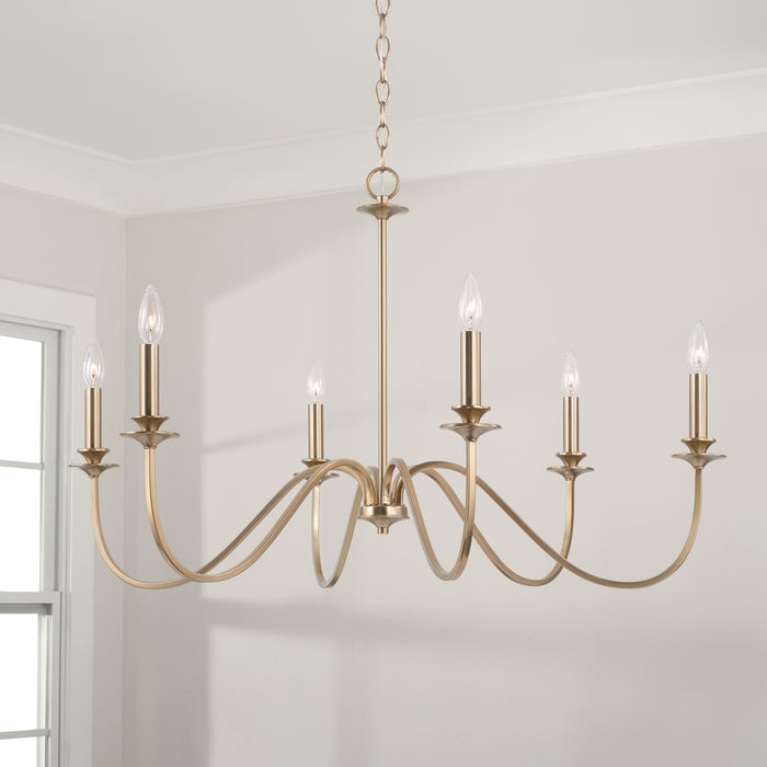 Capital Lighting AA1029MA Six Light Chandelier, Matte Brass