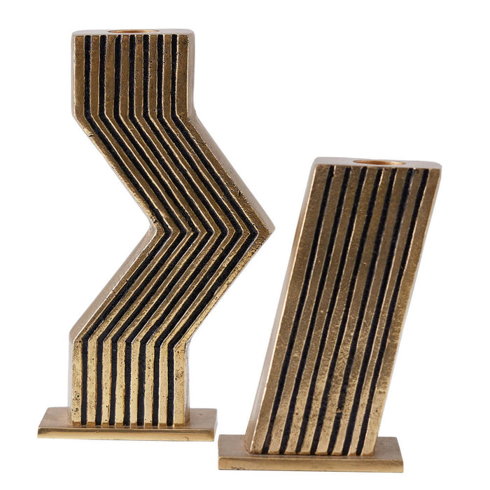 Arteriors ACI01 Candleholders, Set of 2, Antique Brass