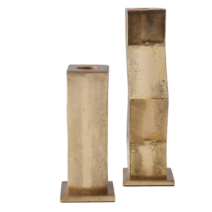 Arteriors ACI01 Candleholders, Set of 2, Antique Brass