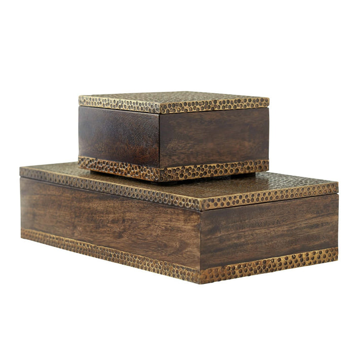 Arteriors ARI03 Boxes, Set of 2, Dark Walnut