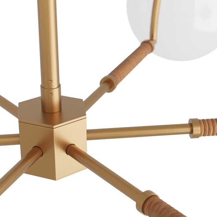 Arteriors DLC04 Six Light Chandelier, Antique Brass