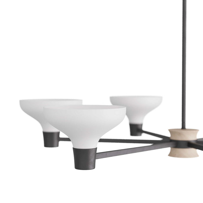Arteriors DLI02 Six Light Chandelier, White Gesso