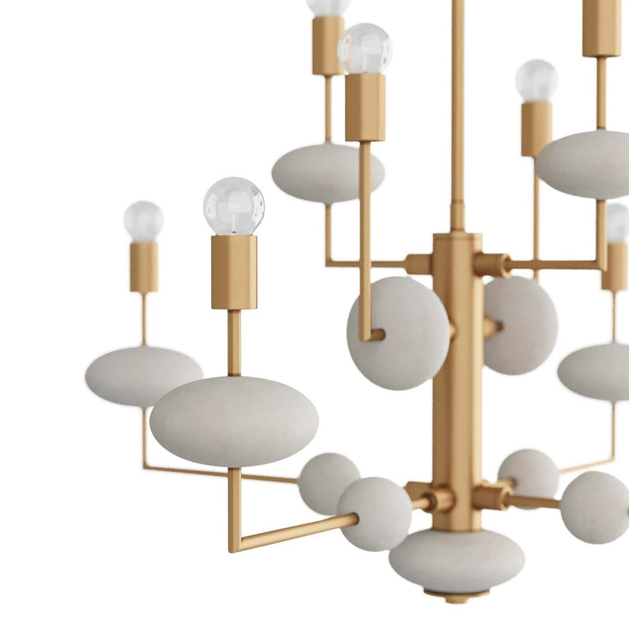 Arteriors DMC01 Eight Light Chandelier, Antique Brass