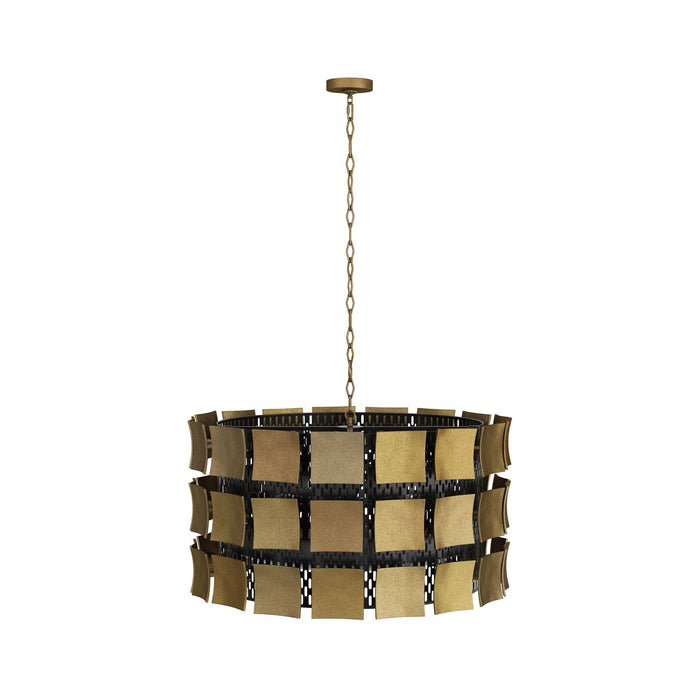Arteriors DMI01 Six Light Chandelier, Antique Brass