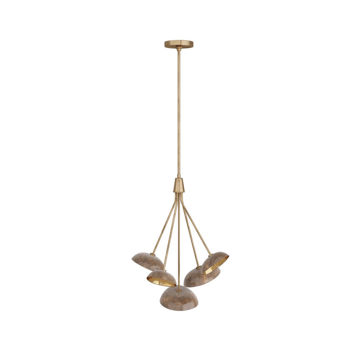 Arteriors DMI06 Five Light Chandelier, Vintage Brass