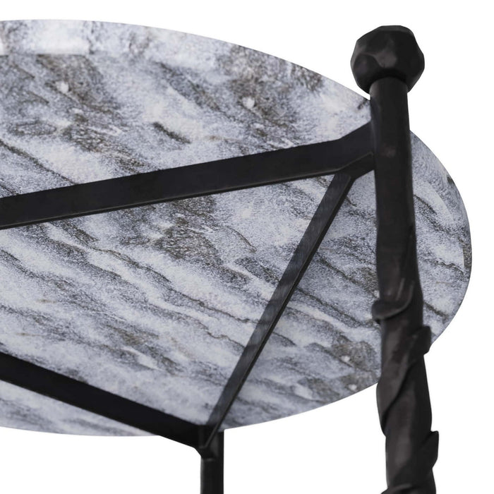 Arteriors GDFEI03 End Table, Galaxy Marble/Blackened Iron