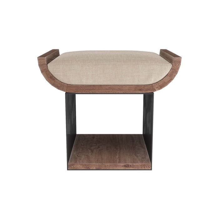 Arteriors GDFOI01 Stool, Natural Linen/Whitewash Wood/Gunmetal Iron