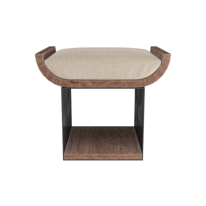 Arteriors GDFOI01 Stool, Natural Linen/Whitewash Wood/Gunmetal Iron