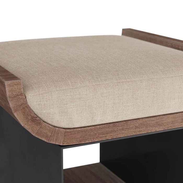 Arteriors GDFOI01 Stool, Natural Linen/Whitewash Wood/Gunmetal Iron