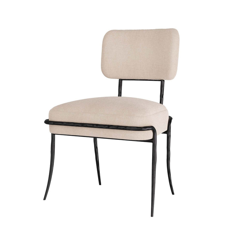 Arteriors GDFRI01 Chair, Natural Linen/Blackened Iron