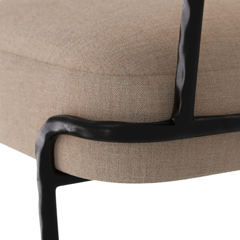 Arteriors GDFRI01 Chair, Natural Linen/Blackened Iron