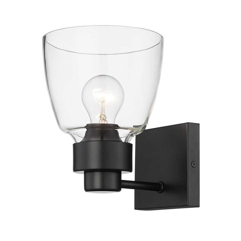 Golden 0314-1W BLK-CLR One Light Wall Sconce, Matte Black