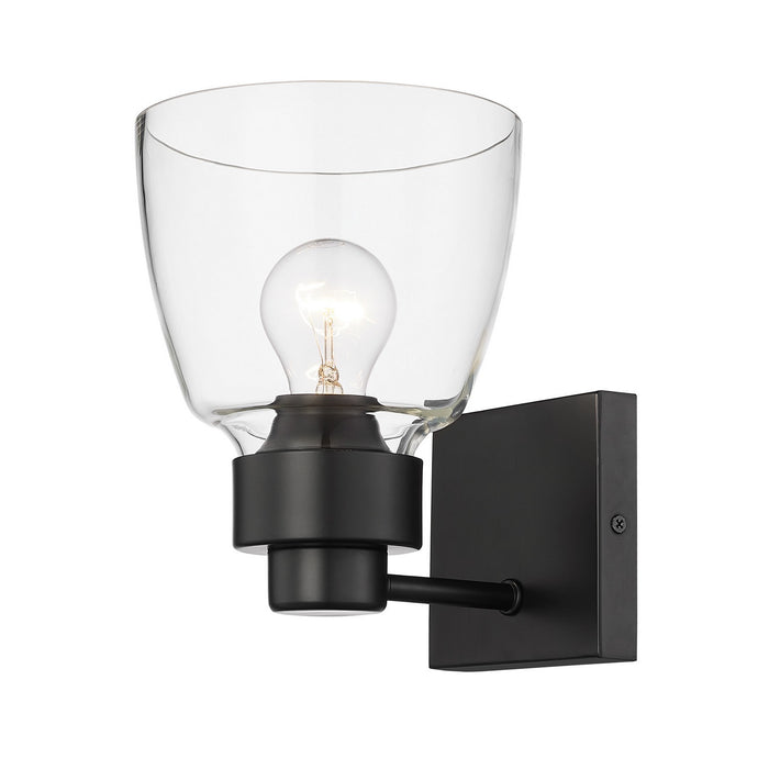 Golden 0314-1W BLK-CLR One Light Wall Sconce, Matte Black