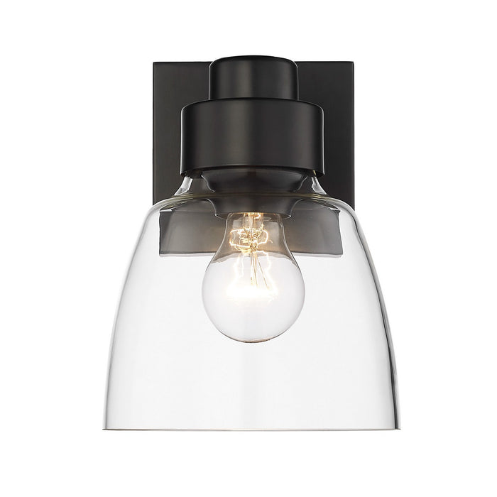 Golden 0314-1W BLK-CLR One Light Wall Sconce, Matte Black