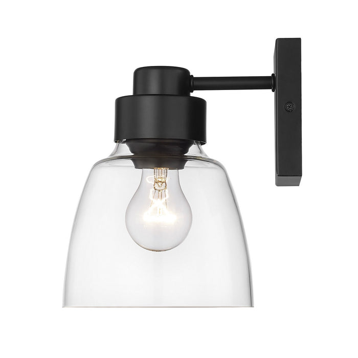 Golden 0314-1W BLK-CLR One Light Wall Sconce, Matte Black