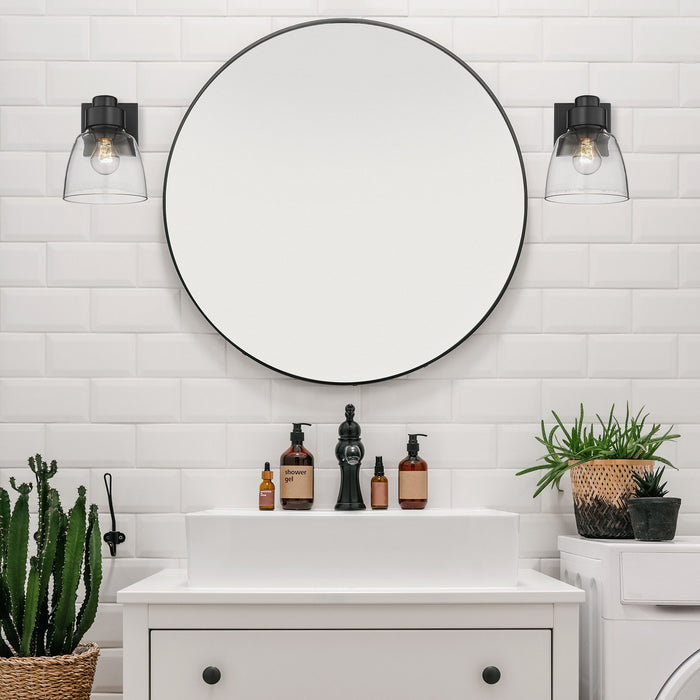Golden 0314-1W BLK-CLR One Light Wall Sconce, Matte Black