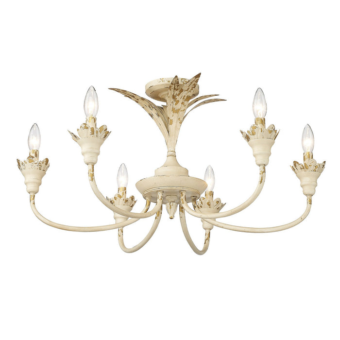 Golden 0846-6SF AI Six Light Semi-Flush Mount, Antique Ivory