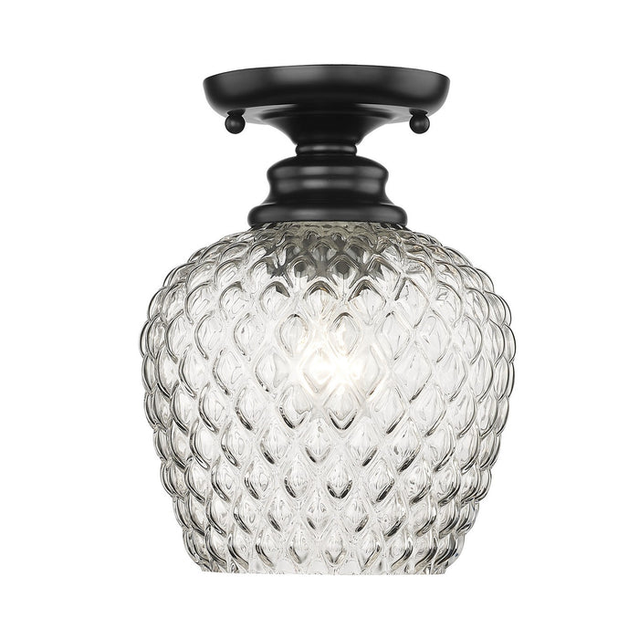 Golden 1088-SF BLK-CLR One Light Semi-Flush Mount, Matte Black