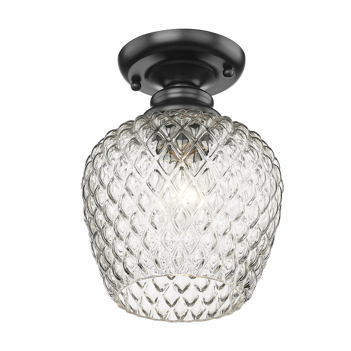 Golden 1088-SF BLK-CLR One Light Semi-Flush Mount, Matte Black