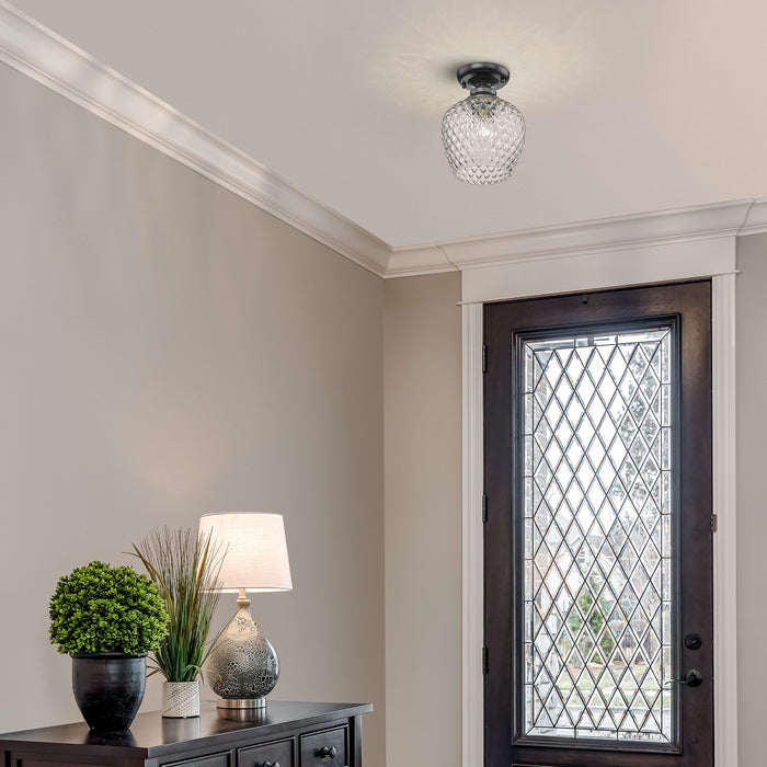 Golden 1088-SF BLK-CLR One Light Semi-Flush Mount, Matte Black