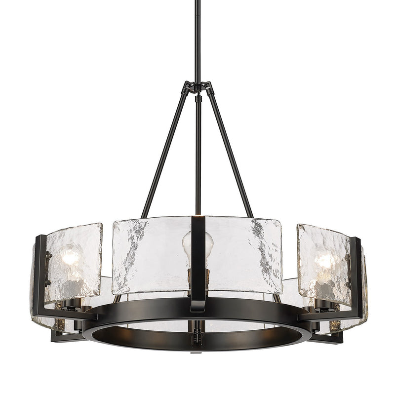 Golden 3164-6 BLK-HWG Six Light Chandelier, Matte Black