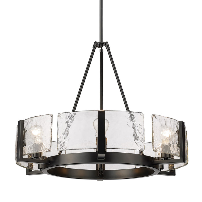 Golden 3164-6 BLK-HWG Six Light Chandelier, Matte Black
