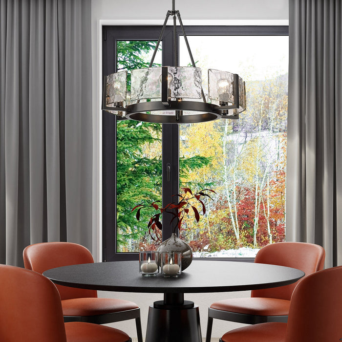 Golden 3164-6 BLK-HWG Six Light Chandelier, Matte Black