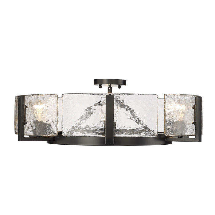 Golden 3164-6SF BLK-HWG Six Light Semi-Flush Mount, Matte Black