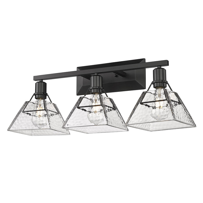 Golden 3308-BA3 BLK-WTG Three Light Bath Vanity, Matte Black