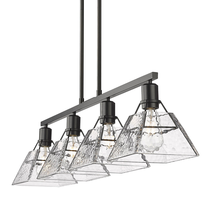 Golden 3308-LP BLK-WTG Four Light Linear Pendant, Matte Black